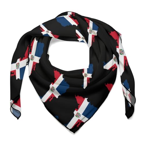 Dominican Republic Flag Map Bandanas for Women Satin Silk Head Scarf Multipurpose Square Scarves Clothing Accessories