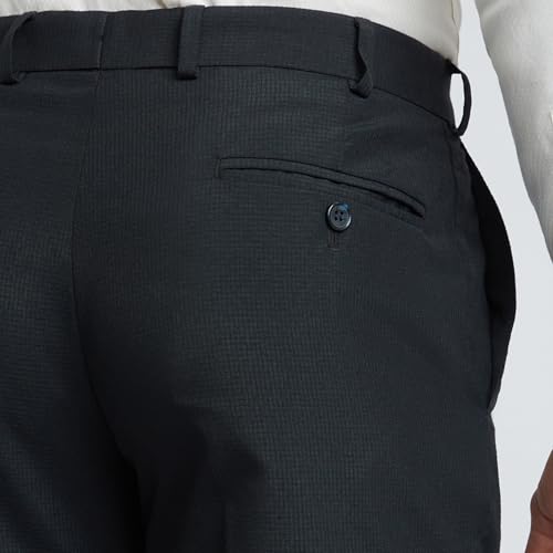 Image of Park Avenue Men Regular Fit Checks Pattern Poly Viscose Blend Flat Front Formal Trouser