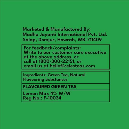 Image of Celest Lemon Green Tea for Weight Loss - 100 Teabags | Green Tea