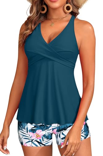 Aqua Eve Tankini Swimsuits for Women- Flowy Two Piece Bathing Suit with Shorts 2025 Tummy Control Swimwear