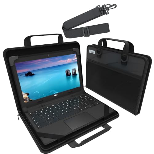 UZBL 13-14 Inch Zip Lite Always-on Chromebook Protective Hard Case with Accessory Pouch & Shoulder Strap