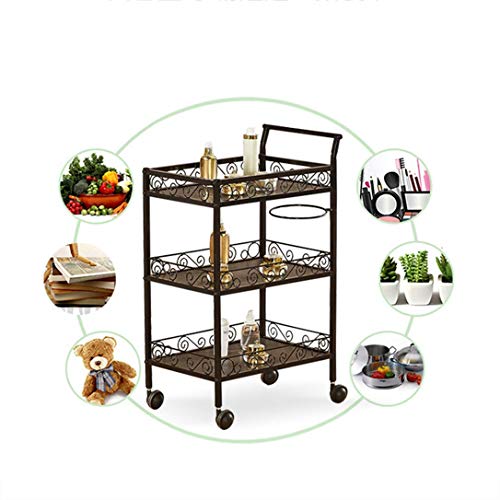 Carrito de servicio de 3 niveles con ruedas para cocina y bar 4