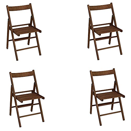 LIBEROSHOPPING.eu - LA TUA CASA IN UN CLIK Silla plegable de madera para ahorrar espacio (4 unidades de nogal)