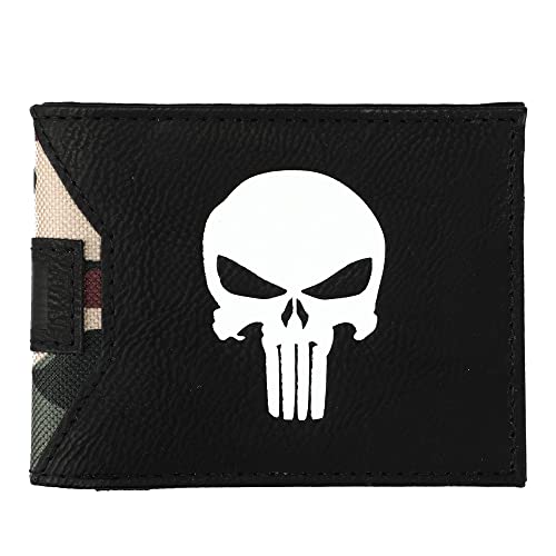 Bioworld Punisher Screen Print and Digital Print PU and Nylon Bifold Wallet