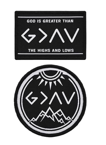 Image of Great 1 Christian Morale Patches 2-Pack, God is Greater Highs/Lows - Tactical Hook and Loop Military Appliques for Hats, Backpacks, Vests, Jackets