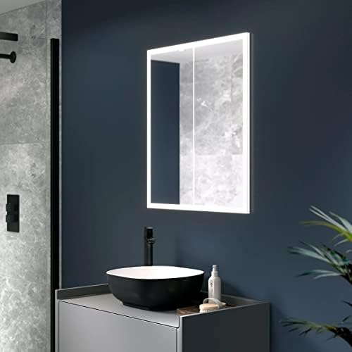 Pebble Grey 600x700mm Malin Recessed LED Illuminated Bathroom Mirror