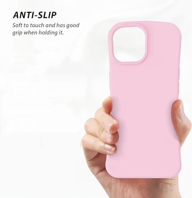 Image of Silicone Case compitable for iPhone 15, Light Blue Protective Cover with Camera Protection Smooth and Soft (Pink)