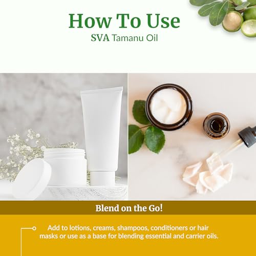 Image of SVA Tamanu Oil 4 Fl Oz - for Face, Skin Care, Hair Care, Scalp Massage & Body Massage - Carrier Oil with Dropper