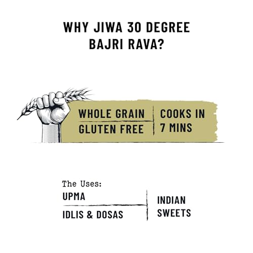 Image of Jiwa Pure Bajri Rava | 500 G | Cooks In 7 Minutes | Millet | Broken Pearl Millet Rava | Gluten Free