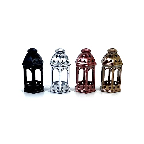 100% rame e policarbonato Lanterna stile arabo per presepi e diorami con microlampada led 12v - DL97 (2,5x1,2 cm, Nero + led rosso)