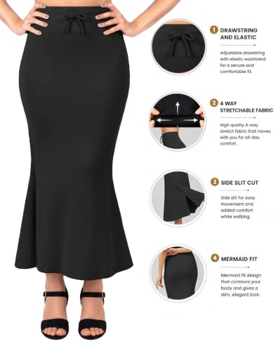 Image of Saree Shapewear Petticoat for Women, Stretchable Saree Shaper, Mermaid Fit Petticoat, 4-Way Stretch Saree Petticoat, Drawstring Waist
