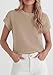 PRETTYGARDEN Women's 2026 Spring Fashion Sweater Vest Business Casual Crochet Tops Cap Sleeve Knit Shirt Beach Summer Outfits (Khaki,Medium)