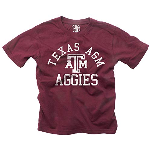 Wes and Willy NCAA Kids S/S Organic Cotton Tee Shirt Texas A&M Aggies 7 Maroon
