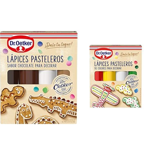 DR. OETKER Pack de Lápices Pasteleros de Colores Para Decorar Pasteles, Galletas, Cupcakes o Tartas - Colores Marrón, Negro, Caramelo, Blanco, Amarillo, Gris, Verde, Azul