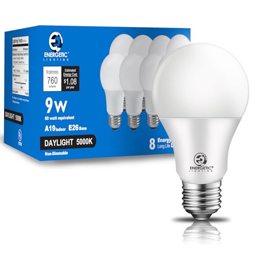 E ENERGETIC LIGHTING Light Bulbs 60 Watt Equivalent, A19 Daylight...