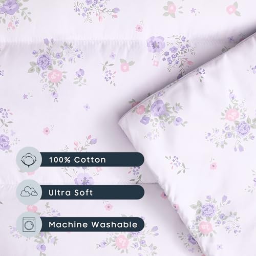Image of Wake In Cloud - Toddler Nap Mat with Pillow and Blanket, 100% Cotton Fabric, for Kids Girls Ages 3 Plus in Daycare Kindergarten Preschool, Floral Botanical Flowers