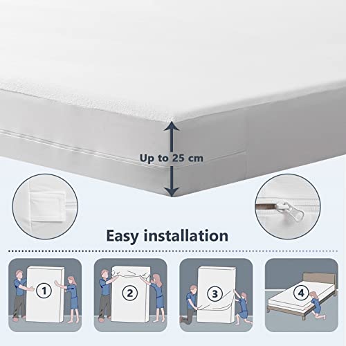 Amazon Brand – Umi Reißverschluss Alles inklusive wasserdicht Matratzenschoner Matratzenschutz Baumwolle Höhe 16 cm - 90x200 cm - Image 4