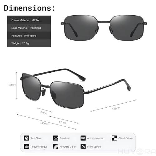 Image of Foldable UV Protected Polarized Rectangular Sunglasses for Men Women Stylish Metal Frame Shades Sun Glasses Lightweight Photochromic Square Night Driving Goggles