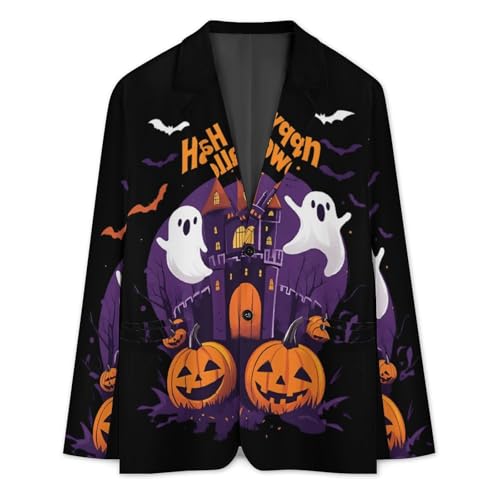 Halloween-Themed Pumpkins Ghosts Classic Suits Blazer for Men Business Tuxedo Jacket Sport Coat Two Buttons3