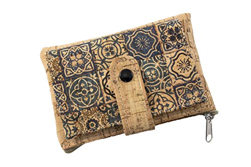 Cartera Monedero con Tira y Cremallera de Corcho Natural 100%. Hecho a Mano en España. (CCORC1-03)