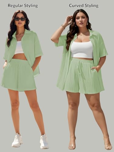 Image of Leriya Fashion Co-ord Set for Women Stylish Solid Poly Lycra Cotton | Textured Pyjama Set For Woman Travel Beach & Holiday Look | Oversized Loose Fit Trendy Top & Shorts for Summer Day Vacation
