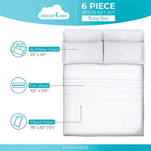 Image of DREAMCARE King Size Sheets Set - 6 pcs Breathable Cooling Sheets King Size
