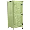 4x2 FT Wooden Outdoor Storage Cabinet, Vertical Storage Shed with Waterproof Metal Roof & 2 Adjustable Shelves Ideal for Yard, Patio, Deck and Porch