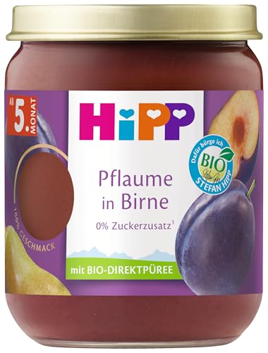 HiPP Bio Früchte Pflaume in Birne (6 x 160g), ab 5. Monat, ohne...