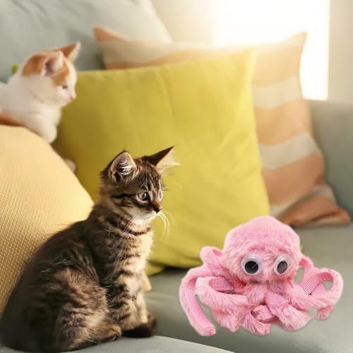 Katze Kauert Spielzeug - Weiche Plüsch -Zahnen Spielzeugkätzchen, Interaktive Kissen Tintenfische Katze Spielzeug | Sanfte Zähneputzspiele Spielzeugkatzen, Lustiges Haustier -Kauspielzeug Für Zahnen E