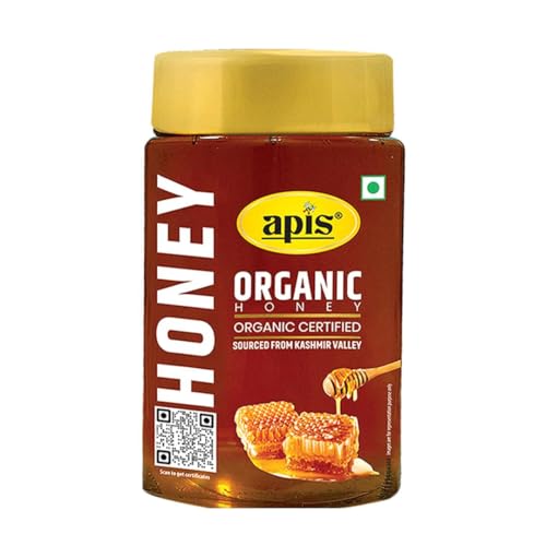 Image of Apis Organic Honey 450g, Pure & Natural, Organic Certified, Kashmir Sourced Honey, Natural Sweetener with No Added Sugar & Adulteration