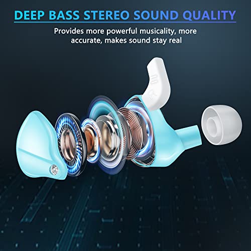 3.5Mm Hifi Audio Earphone Deep Bass Stereo Sound Wired Earbuds Noise Isolation Headphones In-Ear Headset With Mic Volume Control Music Sports Earphones For Iphone Samsung Glass Blue #TOP4