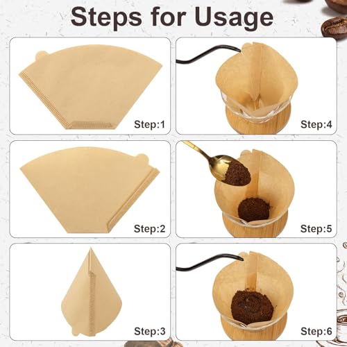 Image of 100 Count #4 Cone Coffee Filters 8-12 Cup Compatible with Ninja Maker | Unbleached, Disposable, Natural Wood Pulp Coffee Filters Compatible with Ninja, Pour Over and Drip Coffee Maker