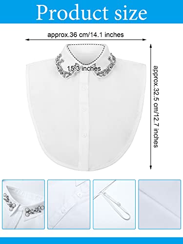 Giegxin 6 Pieces Fake Collar Detachable Dicky Collar for Women Winter Rhinestone False Pearl Half Shirt2