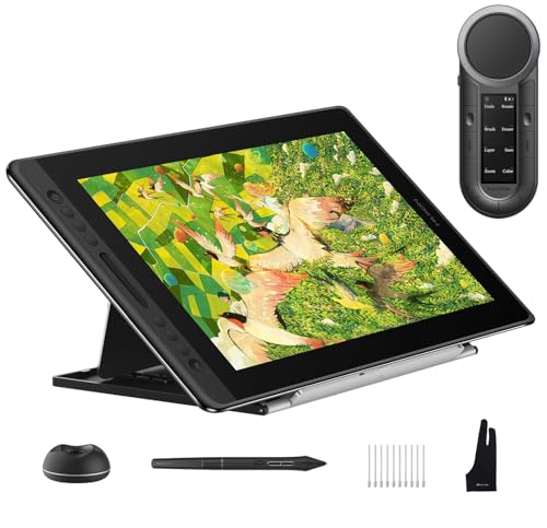 HUION Kamvas Pro 16 V2 Drawing Tablet with Screen 16K Levels PenTech 4.0 Battery-Free Pen, 15.6" Full-Laminated, Smart Touch Bar & 6 Keys Art Tablet with Keydial Remote Bluetooth Programmable Keypad