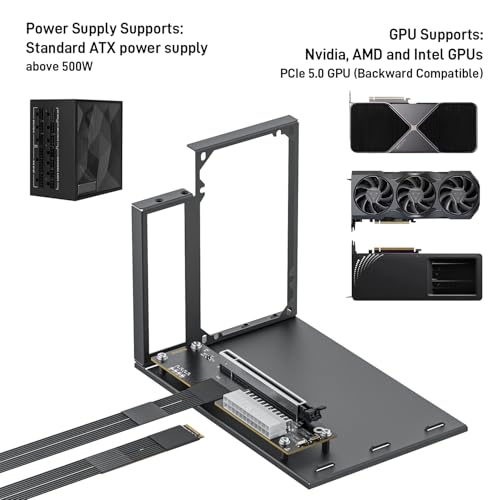 Image of OwlTree PCIe 5.0 x4 128Gbps eGPU Dock, for 50 Series Graphics Cards, M.2 NVME to PCIe x16 Riser Cable 50cm, Supports Standard ATX Power Supply & External GPU for Mini PC NUC Laptop