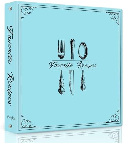 Recipe Binder Organizer Set – 3 Ring Binder With 50 Page Protectors, 100 Cards & 12 Dividers
