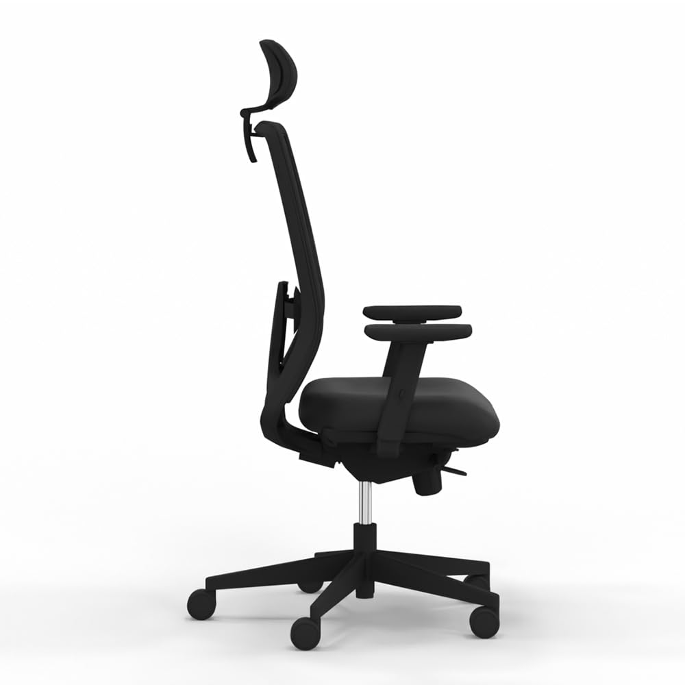 Spacio Delaoliva New Light Carbon Black Silla operativa de Escritorio, Silla Ergonómica Profesional, certificada 120kg, Fabricada 100% en España