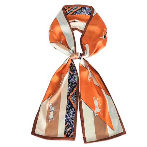 EXTREE Satin Scarf Mulberry Silk Printed Head Wrap Hair Band 7"" x 59"" A027