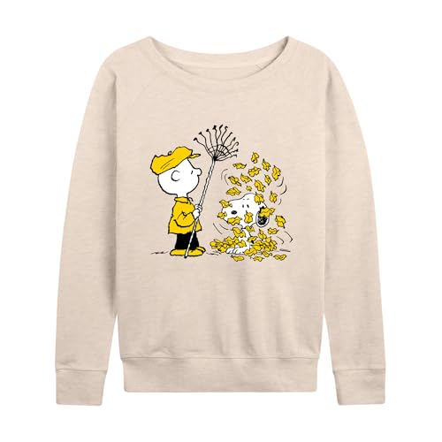 HYBRID APPAREL - Peanuts - Charlie Brown Snoopy Fall Leaves - Women's Lightweight French Terry Pullover