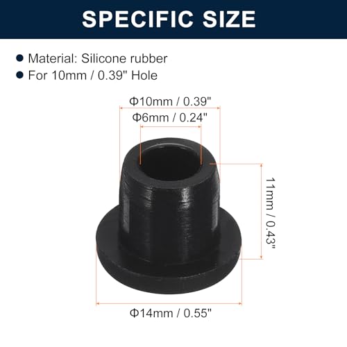 Image of uxcell 10 Pcs Black Plug Holes, Waterproof Rubber Button Plug for 10mm / 0.39 inch Hole
