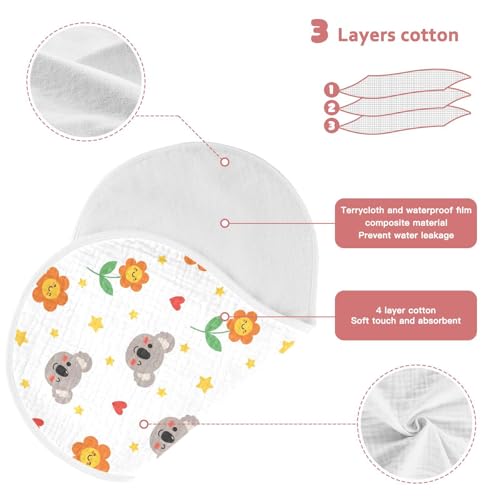2 Pack Muslin Burp Cloths Koala Flowers Cotton Baby Burp Cloths Extra Absorbent and Soft Thick Burping Cloth for Newborn Babies Boys Girls, Large 22" x 11"3