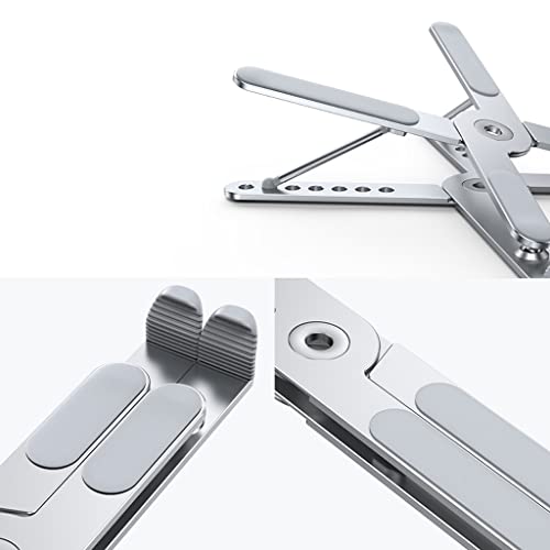 Soporte para ordenador portátil elevador de escritorio de aluminio plateado ajustable 7