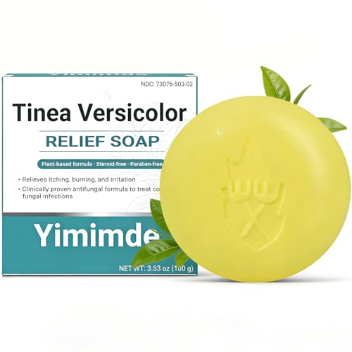Yimimde Tinea Versicolor Relief Soap Antifungal Bar with Tea Tree Oil Plant-Based Steroid-Free Paraben-Free 100g