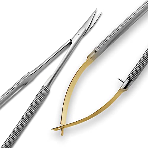 Image of SURGICAL ONLINE Premium Grade Castroviejo Micro Forceps, Scissors Set - Versatile Microsurgical Instrument, Corrosion Resistant Stainless Steel, Tungsten Carbide