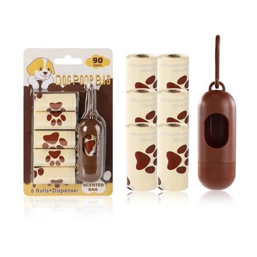 MultiValue Rollos de bolsas para excrementos de perro, 90/270 bolsas perfumadas para excrementos de perro, ecológicas, biodegradables, fuertes, a prueba de fugas, para perros, para caminar diariamente