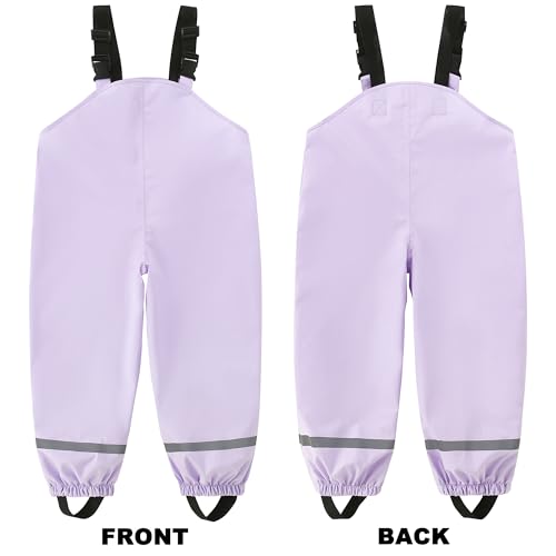 Image of Fewlby Kids Rain Bib Pants, Toddlers Waterproof Suspender Dirty Proof Rain Wear for Boys and Girls