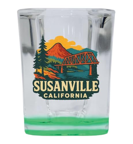 Vaso Souvenir Susanville California 2 oz base verde