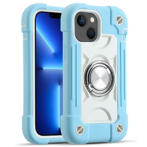 Image of MARKILL Compatible with iPhone with Built-in 360Rotating Ring Stand, Military Grade Drop Protection Full Body Rugged Heavy Duty Case Durable Cover (Ice Blue, iPhone 13 mini /12 mini 5.4 inch)
