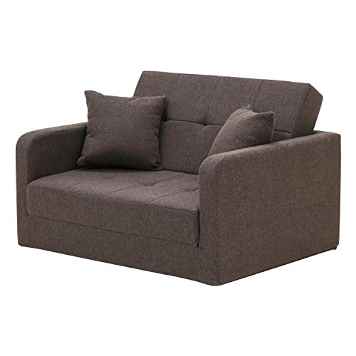 モダンデコ ソファーベッド コンパクト ソファー 折りたたみ クッション アームレスト付 (モカブラウン)