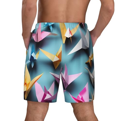 Origami Paper Cranes Print Men Stylish Functionality Swim Trunks Breathable Beach Shorts Surfing Gym Fishing4